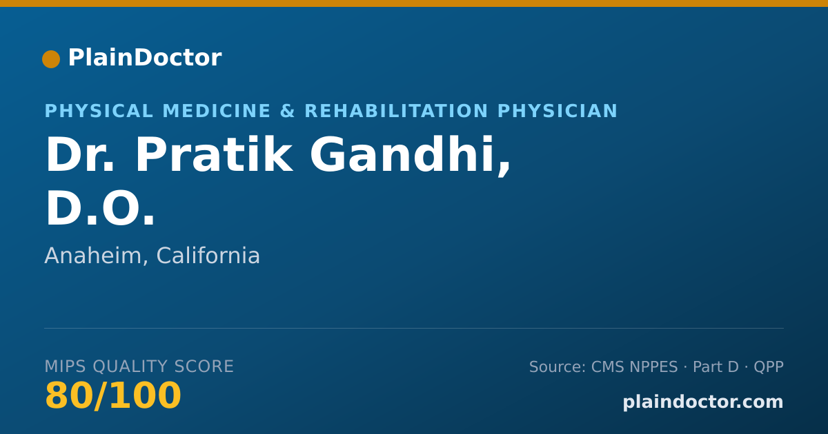 Shareable card for Pratik Gandhi, D.O. - Physical Medicine & Rehabilitation Physician, Anaheim, CA