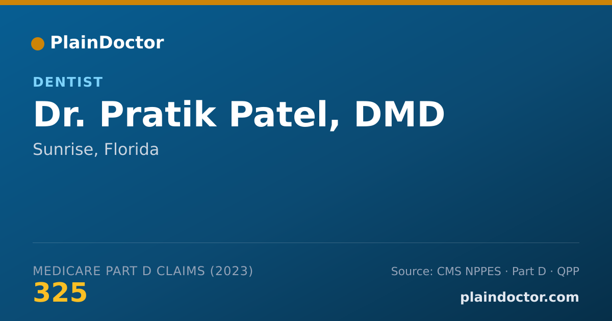 Shareable card for Pratik Patel, DMD - Dentist, Sunrise, FL