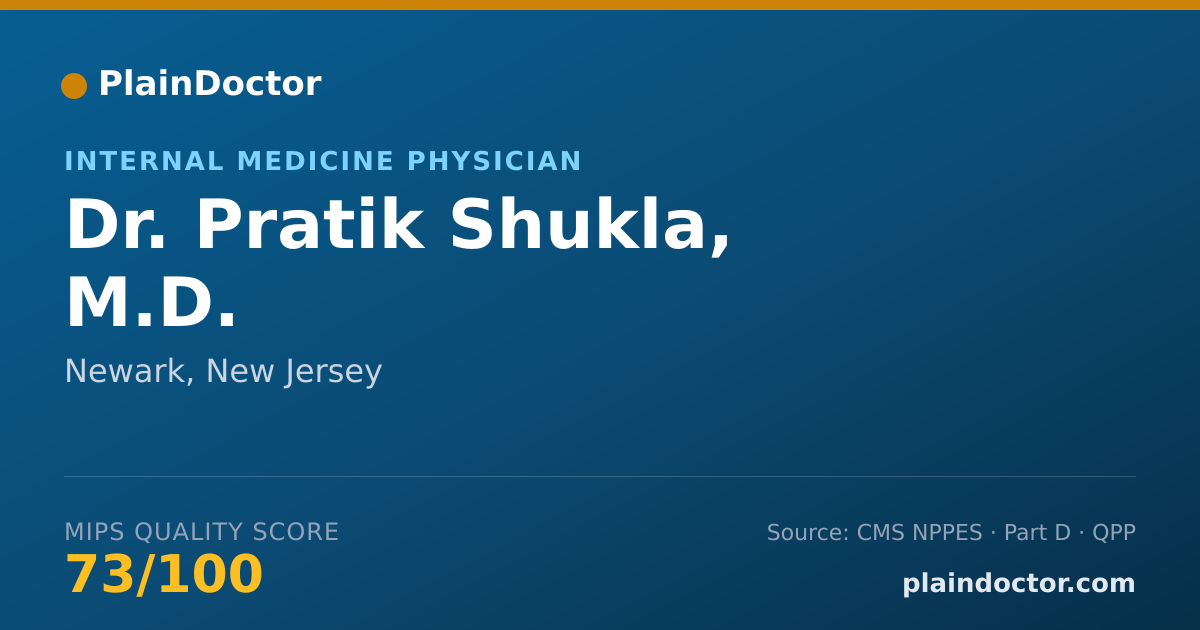 Shareable card for Pratik Shukla, M.D. - Internal Medicine Physician, Newark, NJ