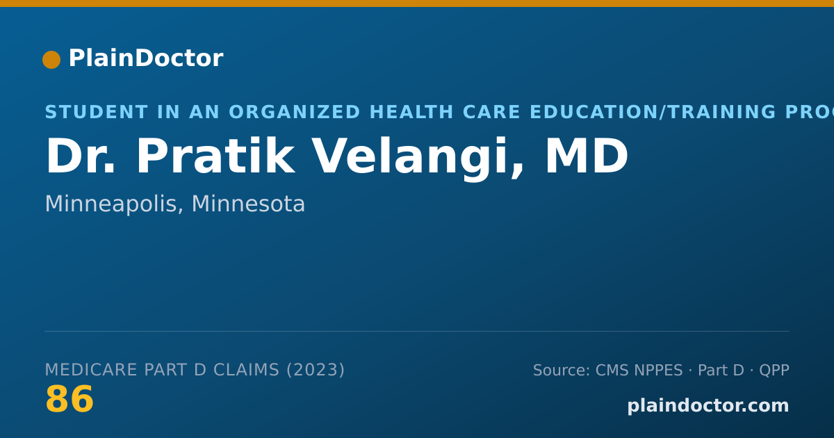 Shareable card for Pratik Velangi, MD - Student in an Organized Health Care Education/Training Program, Minneapolis, MN