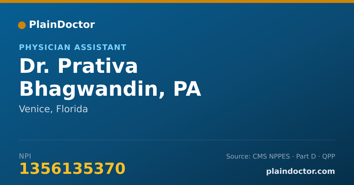 Shareable card for Prativa Bhagwandin, PA - Physician Assistant, Venice, FL