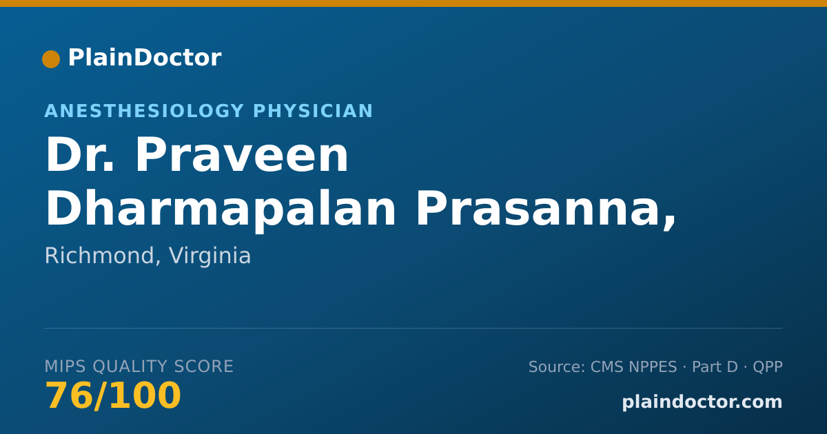 Shareable card for Praveen Dharmapalan Prasanna, MD - Anesthesiology Physician, Richmond, VA