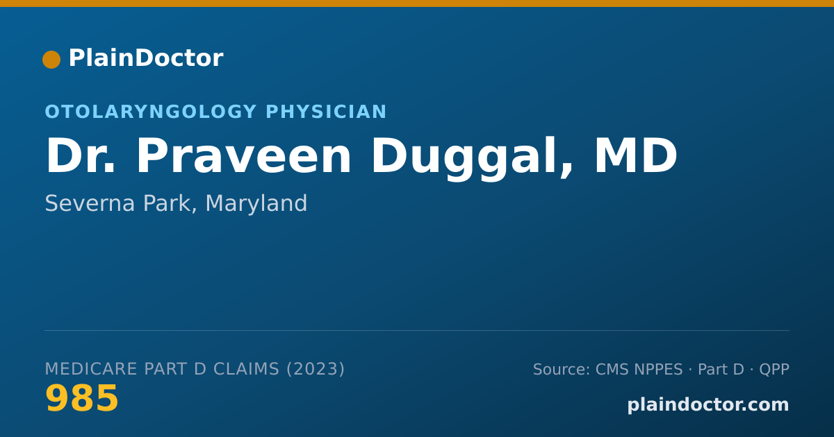 Shareable card for Praveen Duggal, MD - Otolaryngology Physician, Severna Park, MD