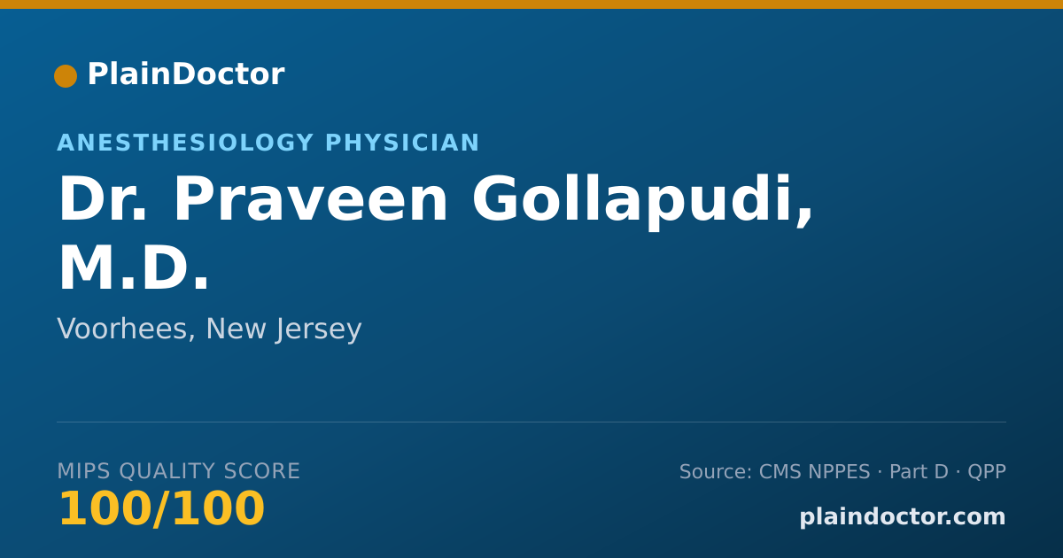 Shareable card for Praveen Gollapudi, M.D. - Anesthesiology Physician, Voorhees, NJ