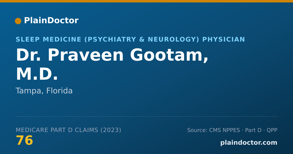 Shareable card for Praveen Gootam, M.D. - Sleep Medicine (Psychiatry & Neurology) Physician, Tampa, FL