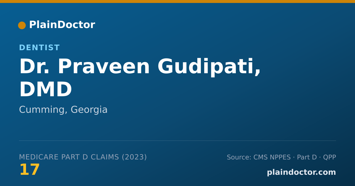 Shareable card for Praveen Gudipati, DMD - Dentist, Cumming, GA