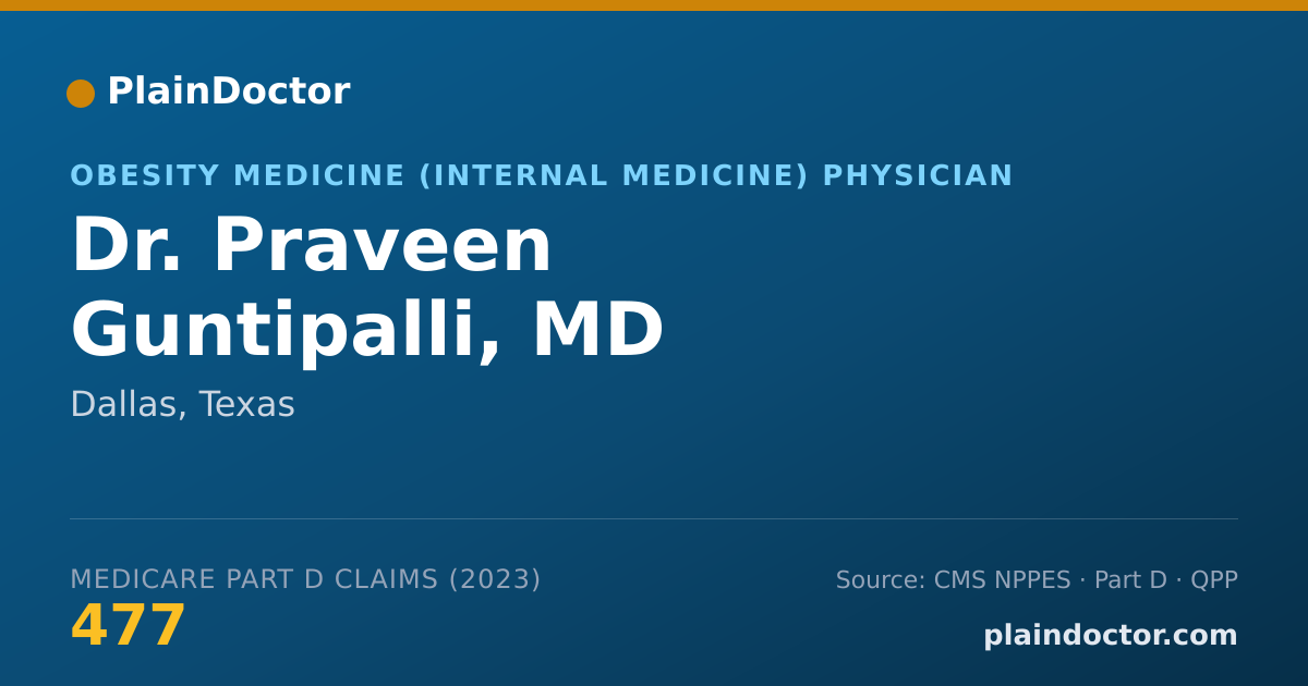 Shareable card for Praveen Guntipalli, MD - Obesity Medicine (Internal Medicine) Physician, Dallas, TX