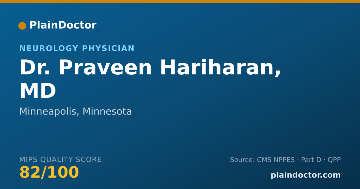 Shareable card for Praveen Hariharan, MD - Neurology Physician, Minneapolis, MN