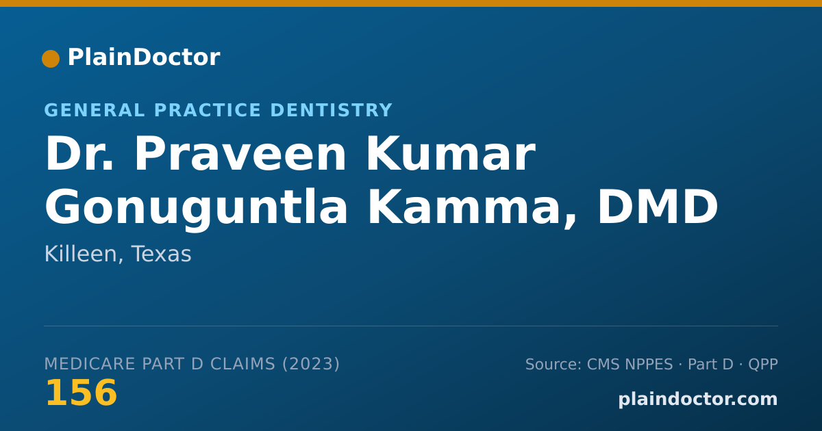 Shareable card for Praveen Kumar Gonuguntla Kamma, DMD - General Practice Dentistry, Killeen, TX