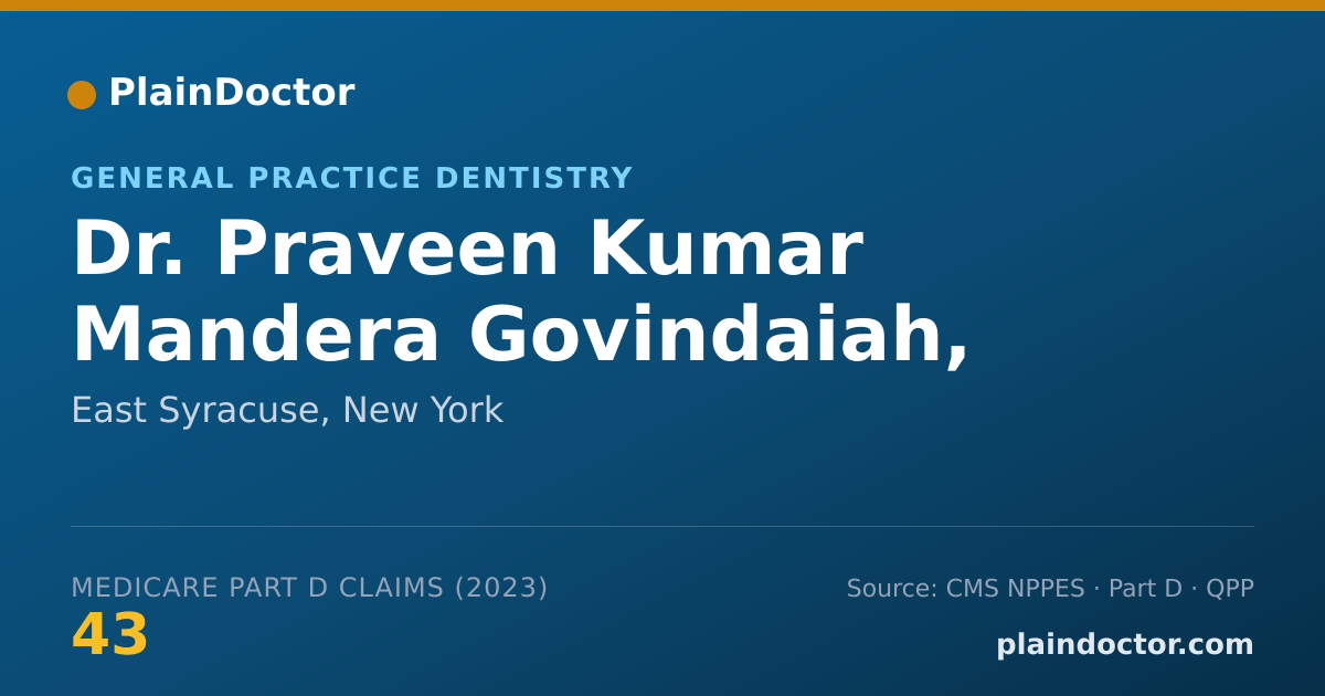 Shareable card for Praveen Kumar Mandera Govindaiah, D.M.D - General Practice Dentistry, East Syracuse, NY