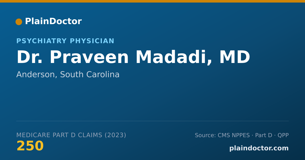 Shareable card for Praveen Madadi, MD - Psychiatry Physician, Anderson, SC