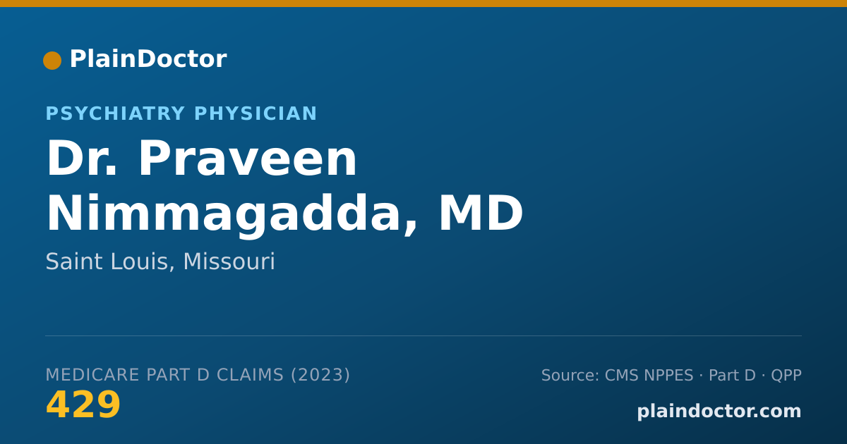 Shareable card for Praveen Nimmagadda, MD - Psychiatry Physician, Saint Louis, MO