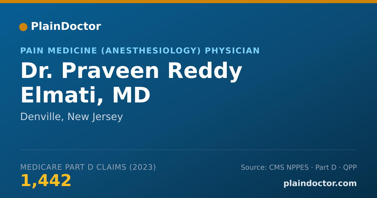 Shareable card for Praveen Reddy Elmati, MD - Pain Medicine (Anesthesiology) Physician, Denville, NJ
