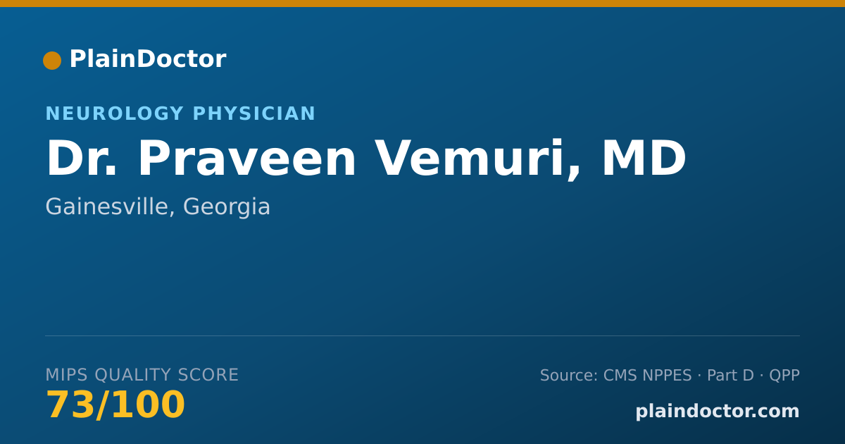 Shareable card for Praveen Vemuri, MD - Neurology Physician, Gainesville, GA