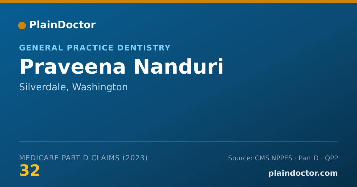 Shareable card for Praveena Nanduri - General Practice Dentistry, Silverdale, WA