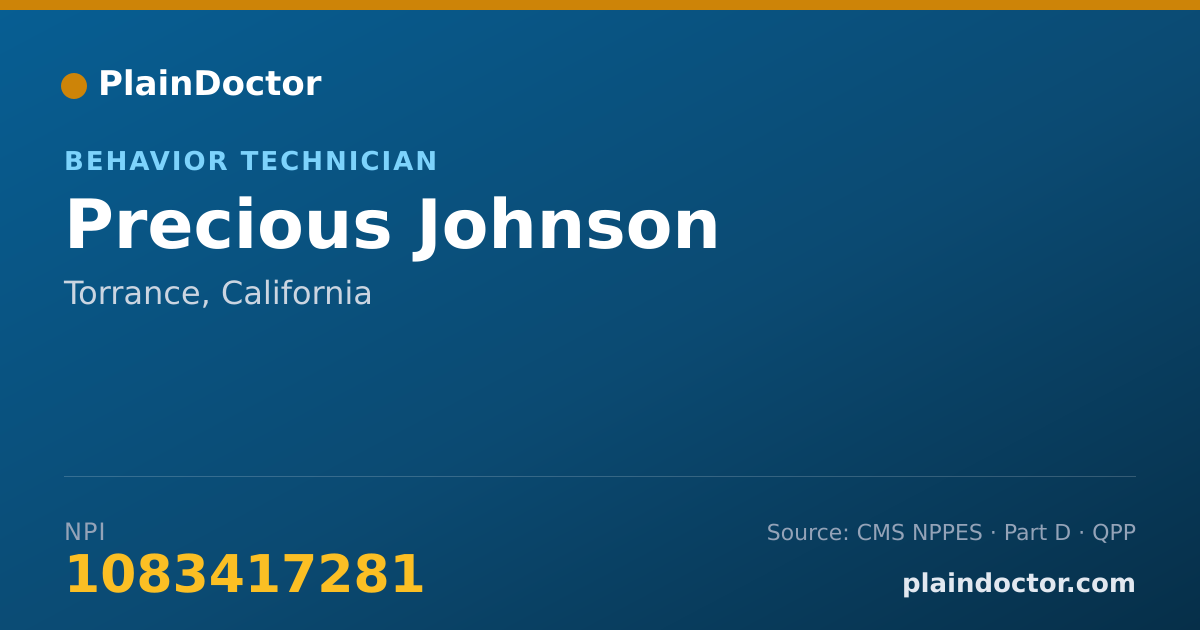 Shareable card for Precious Johnson - Behavior Technician, Torrance, CA