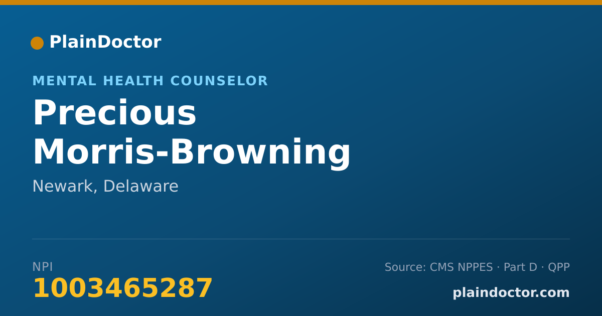 Shareable card for Precious Morris-Browning - Mental Health Counselor, Newark, DE