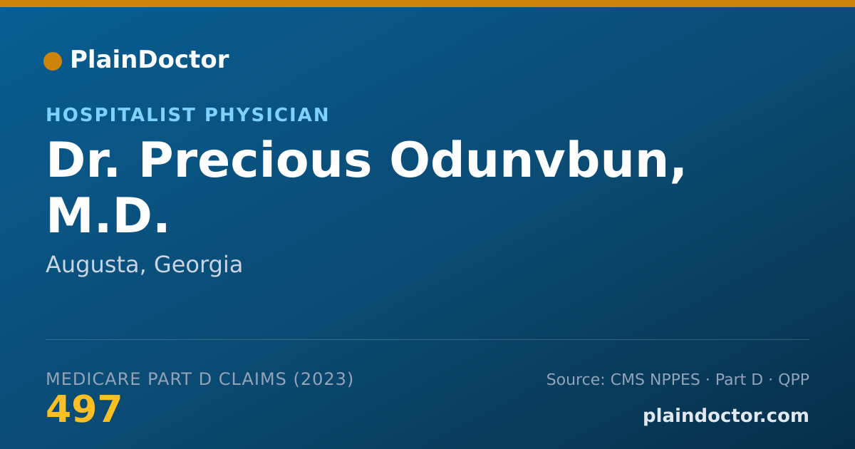 Shareable card for Precious Odunvbun, M.D. - Hospitalist Physician, Augusta, GA