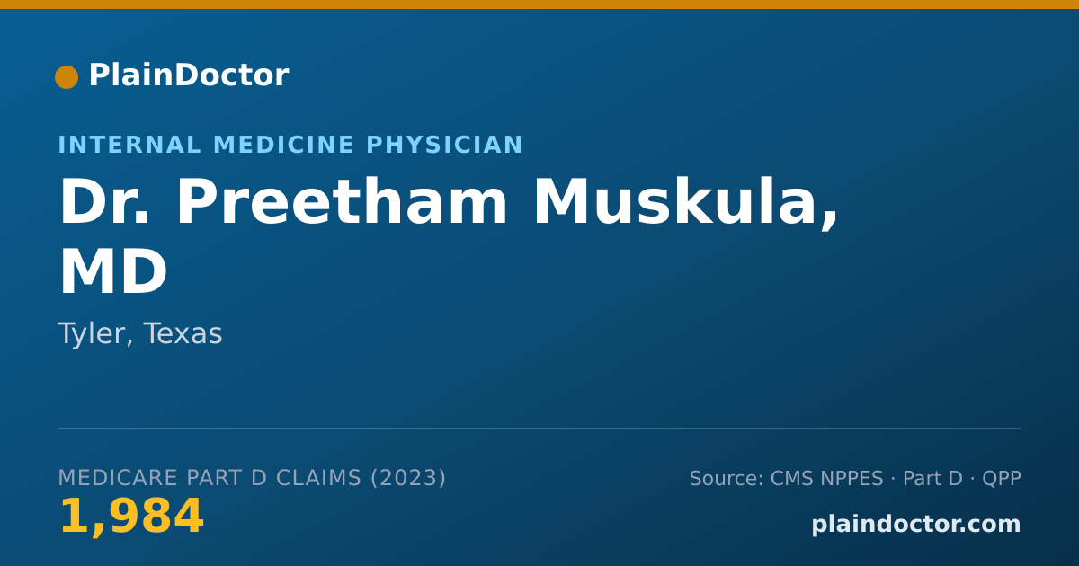 Shareable card for Preetham Muskula, MD - Internal Medicine Physician, Tyler, TX