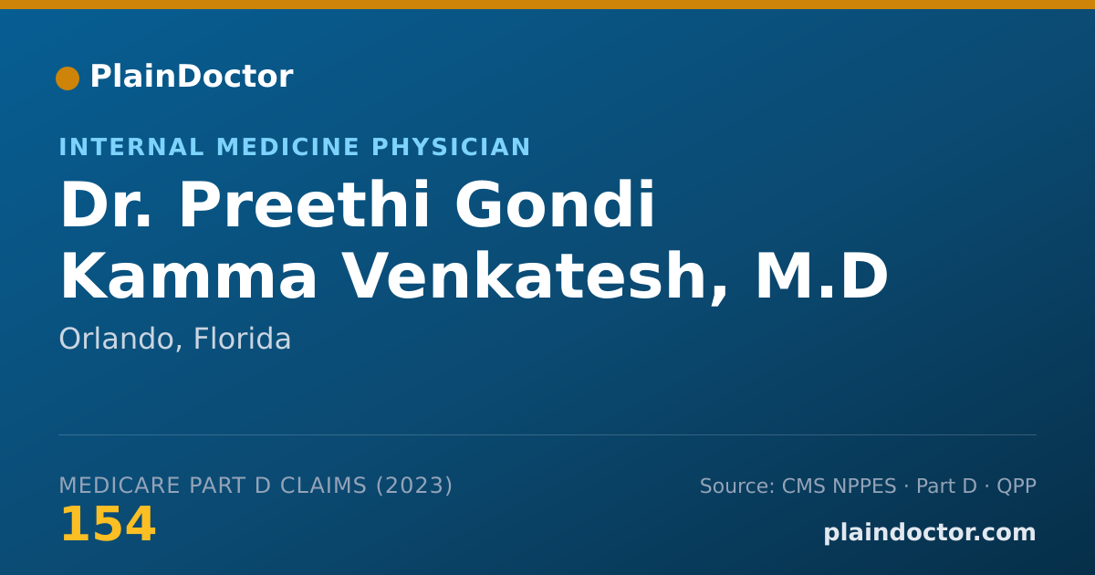 Shareable card for Preethi Gondi Kamma Venkatesh, M.D - Internal Medicine Physician, Orlando, FL