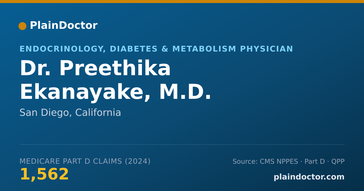 Shareable card for Preethika Ekanayake, M.D. - Endocrinology, Diabetes & Metabolism Physician, San Diego, CA