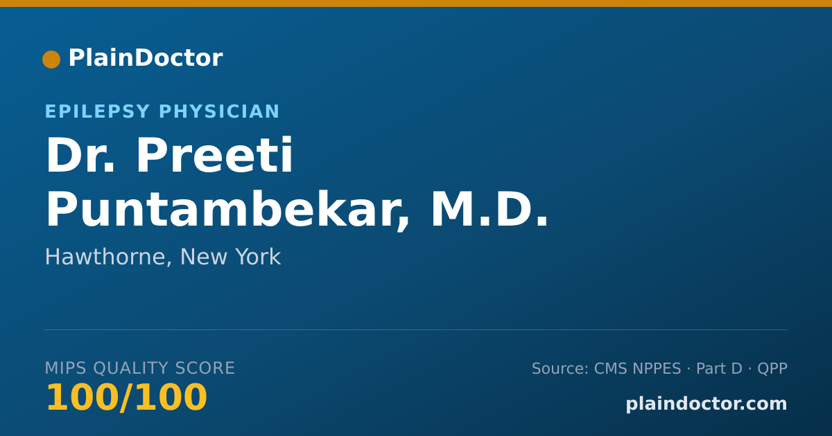 Shareable card for Preeti Puntambekar, M.D. - Epilepsy Physician, Hawthorne, NY
