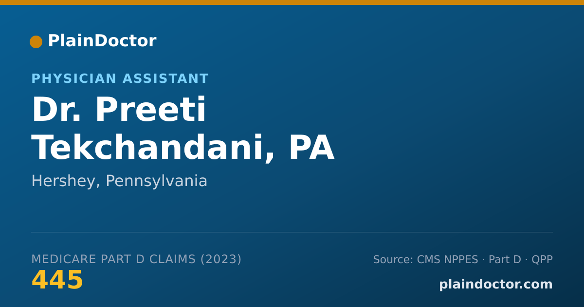 Shareable card for Preeti Tekchandani, PA - Physician Assistant, Hershey, PA