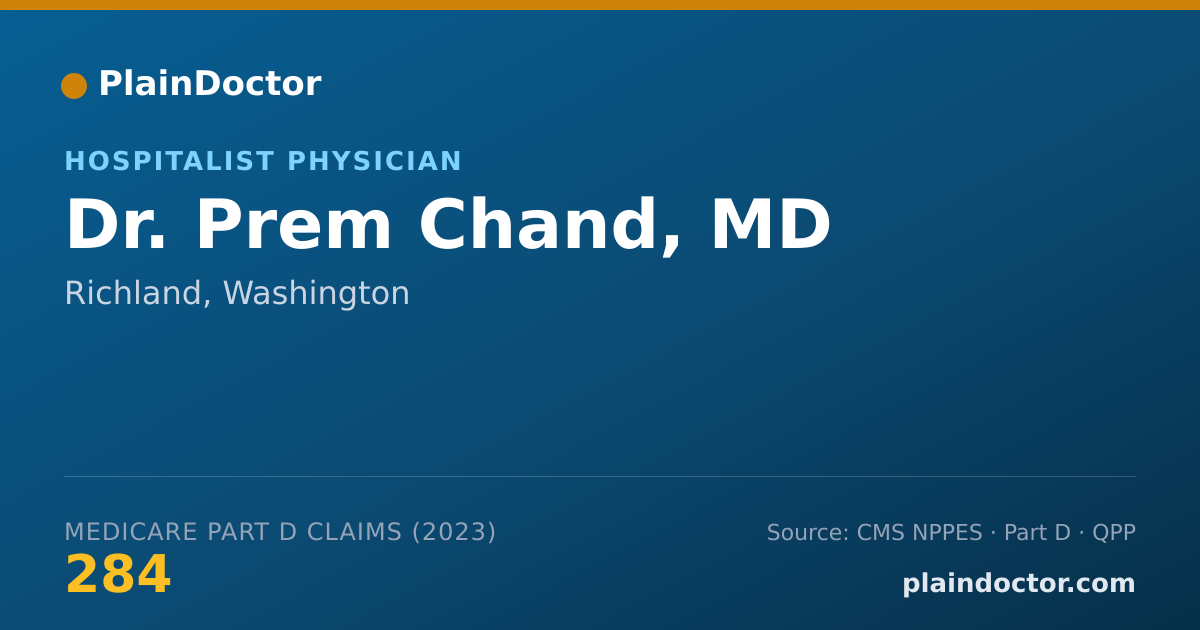Shareable card for Prem Chand, MD - Hospitalist Physician, Richland, WA