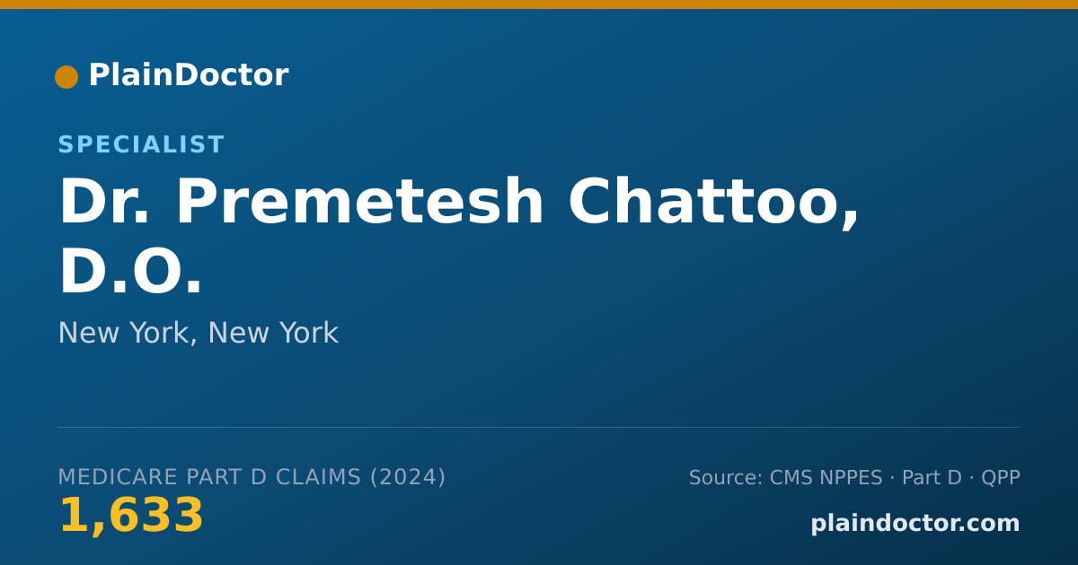Shareable card for Premetesh Chattoo, D.O. - Specialist, New York, NY