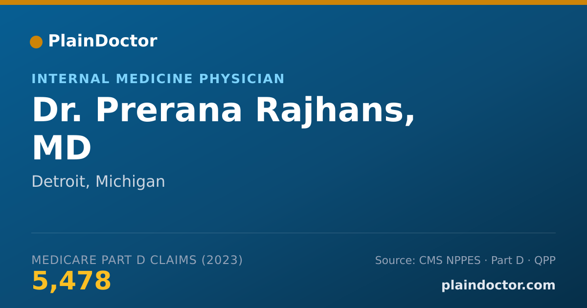 Shareable card for Prerana Rajhans, MD - Internal Medicine Physician, Detroit, MI