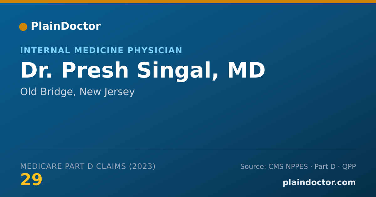 Shareable card for Presh Singal, MD - Internal Medicine Physician, Old Bridge, NJ