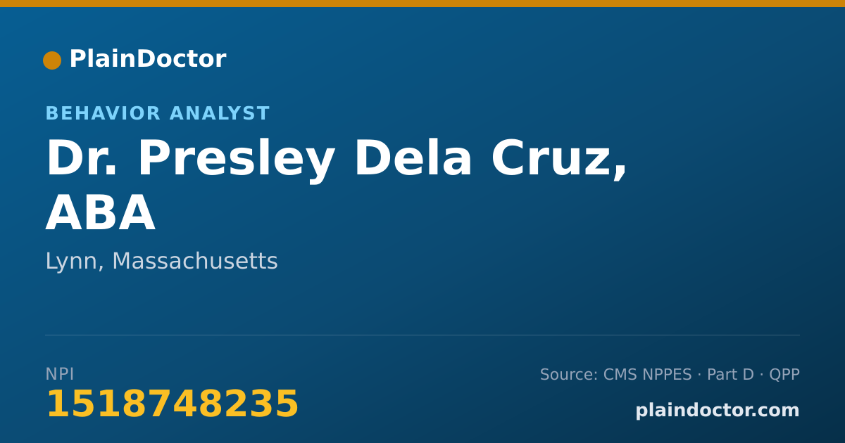 Shareable card for Presley Dela Cruz, ABA - Behavior Analyst, Lynn, MA