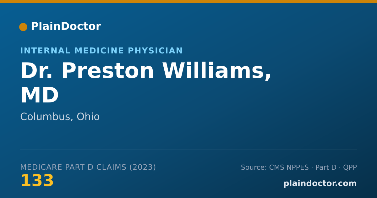 Shareable card for Preston Williams, MD - Internal Medicine Physician, Columbus, OH