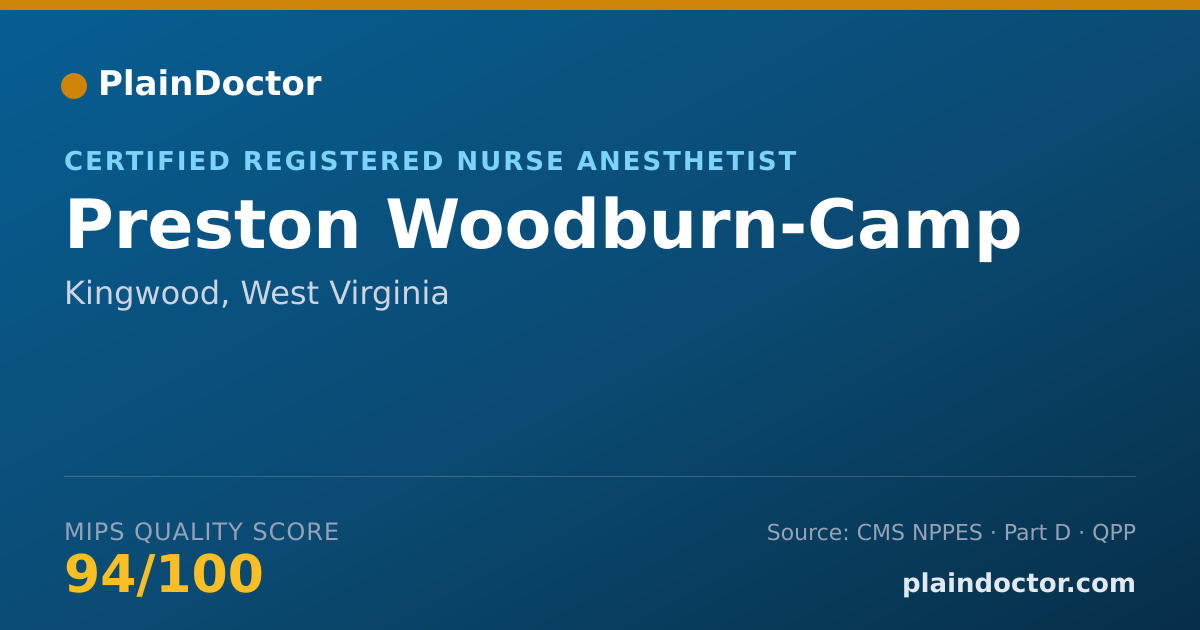 Shareable card for Preston Woodburn-Camp - Certified Registered Nurse Anesthetist, Kingwood, WV