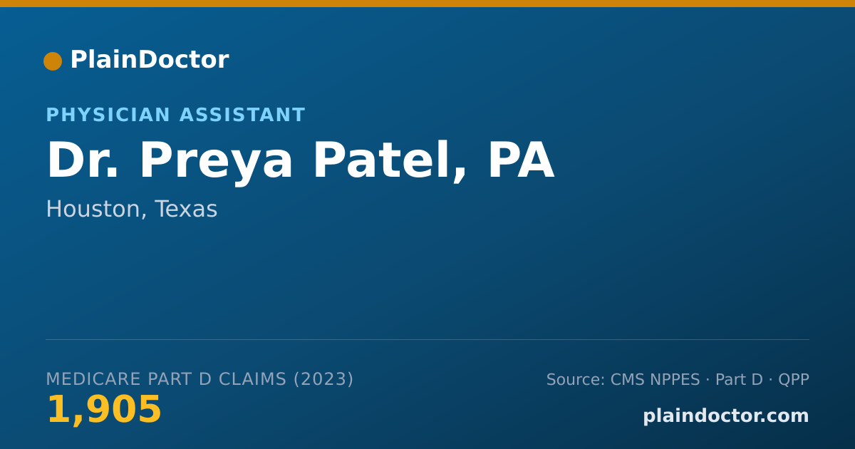 Shareable card for Preya Patel, PA - Physician Assistant, Houston, TX