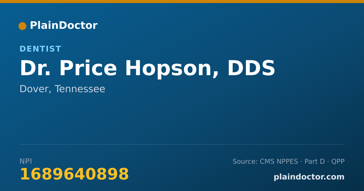 Shareable card for Price Hopson, DDS - Dentist, Dover, TN