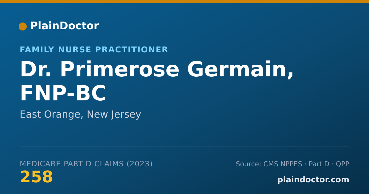 Shareable card for Primerose Germain, FNP-BC - Family Nurse Practitioner, East Orange, NJ
