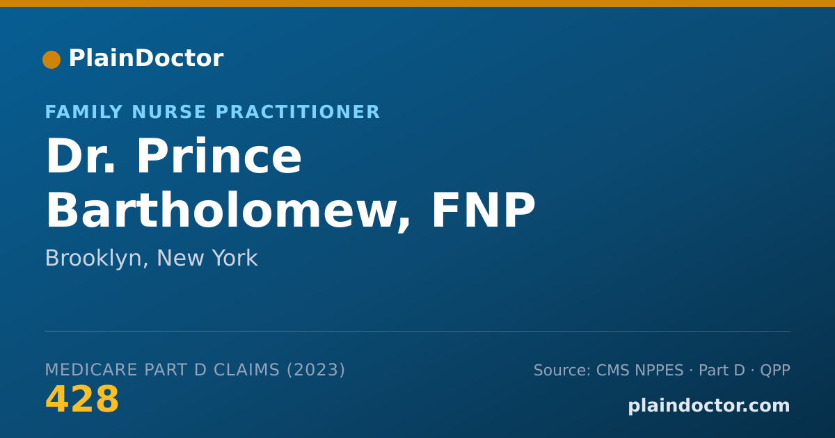 Shareable card for Prince Bartholomew, FNP - Family Nurse Practitioner, Brooklyn, NY