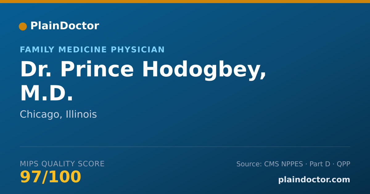 Shareable card for Prince Hodogbey, M.D. - Family Medicine Physician, Chicago, IL