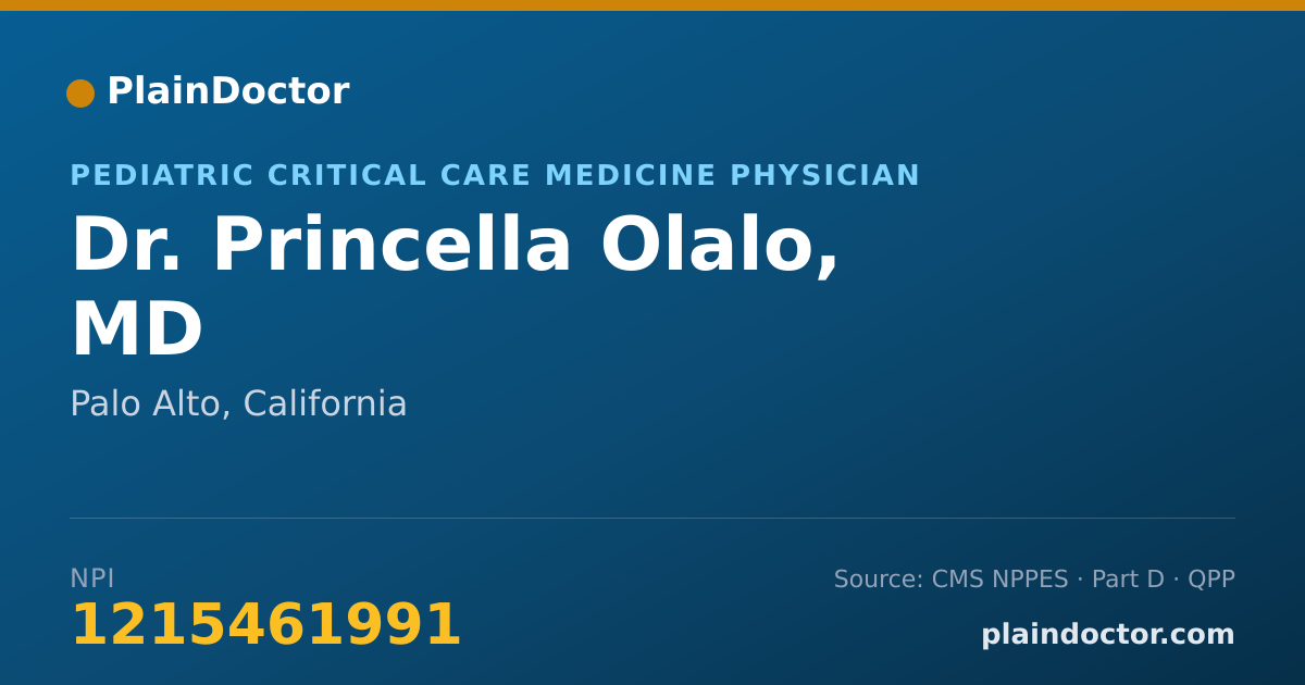 Shareable card for Princella Olalo, MD - Pediatric Critical Care Medicine Physician, Palo Alto, CA