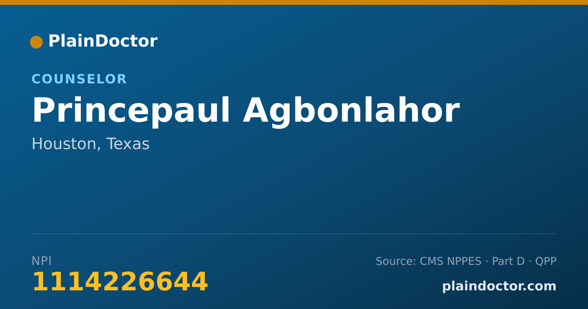 Shareable card for Princepaul Agbonlahor - Counselor, Houston, TX