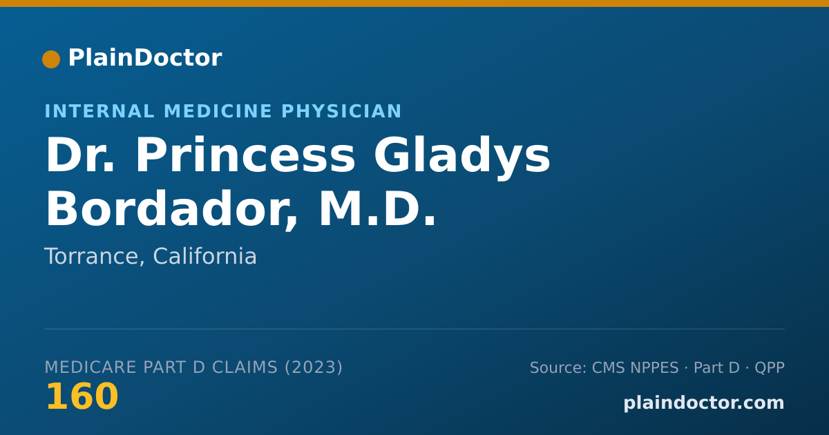 Shareable card for Princess Gladys Bordador, M.D. - Internal Medicine Physician, Torrance, CA