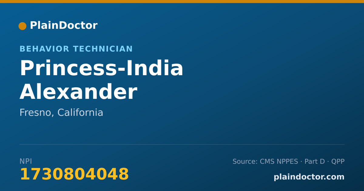 Shareable card for Princess-India Alexander - Behavior Technician, Fresno, CA