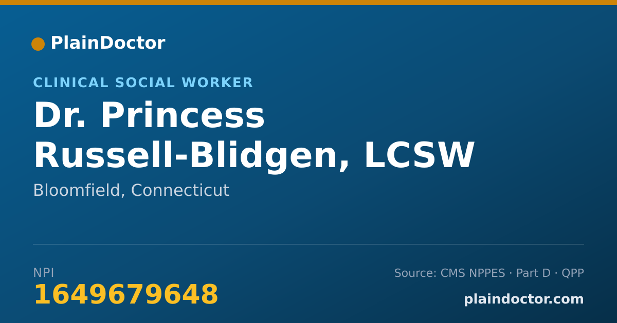 Shareable card for Princess Russell-Blidgen, LCSW - Clinical Social Worker, Bloomfield, CT
