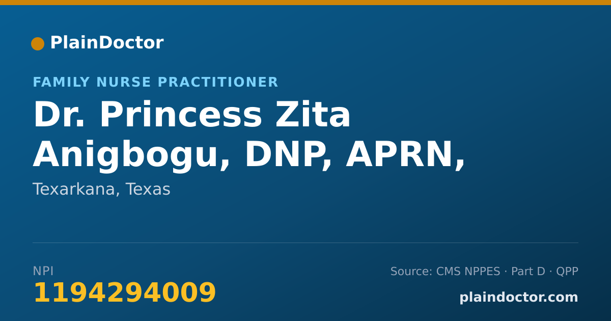 Shareable card for Princess Zita Anigbogu, FNP-BC - Family Nurse Practitioner, Houston, TX