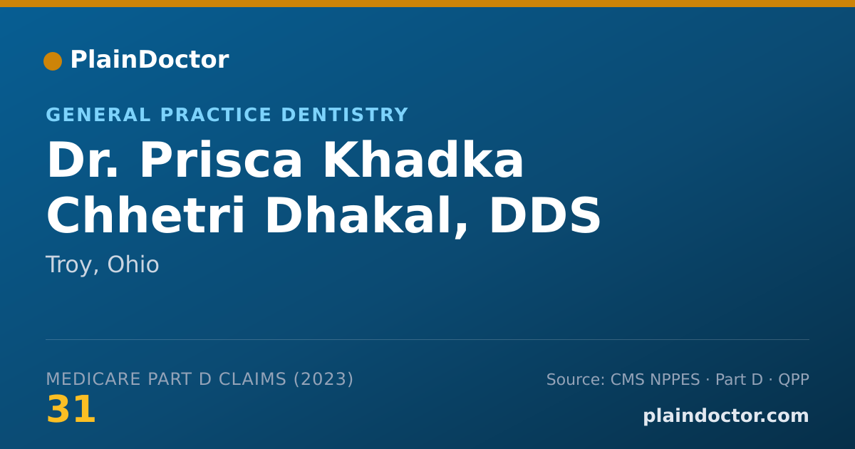 Shareable card for Prisca Khadka Chhetri Dhakal, DDS - General Practice Dentistry, Troy, OH
