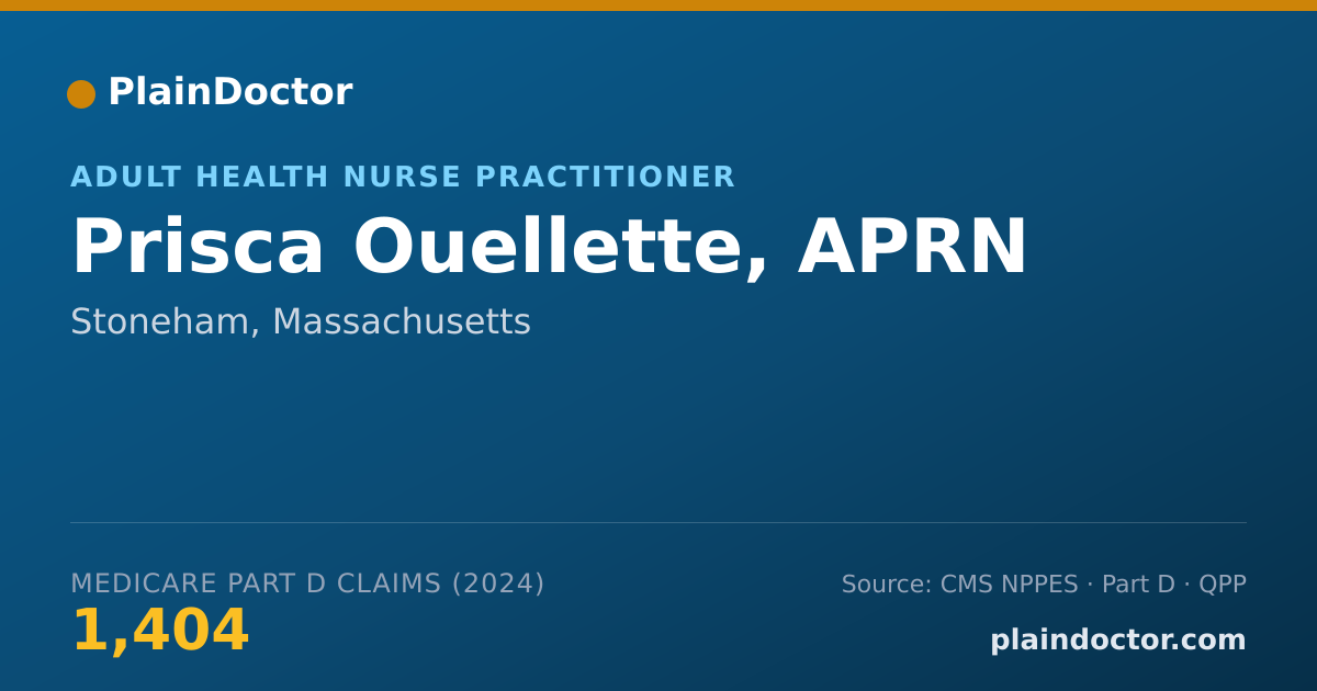 Shareable card for Prisca Ouellette, APRN - Adult Health Nurse Practitioner, Stoneham, MA