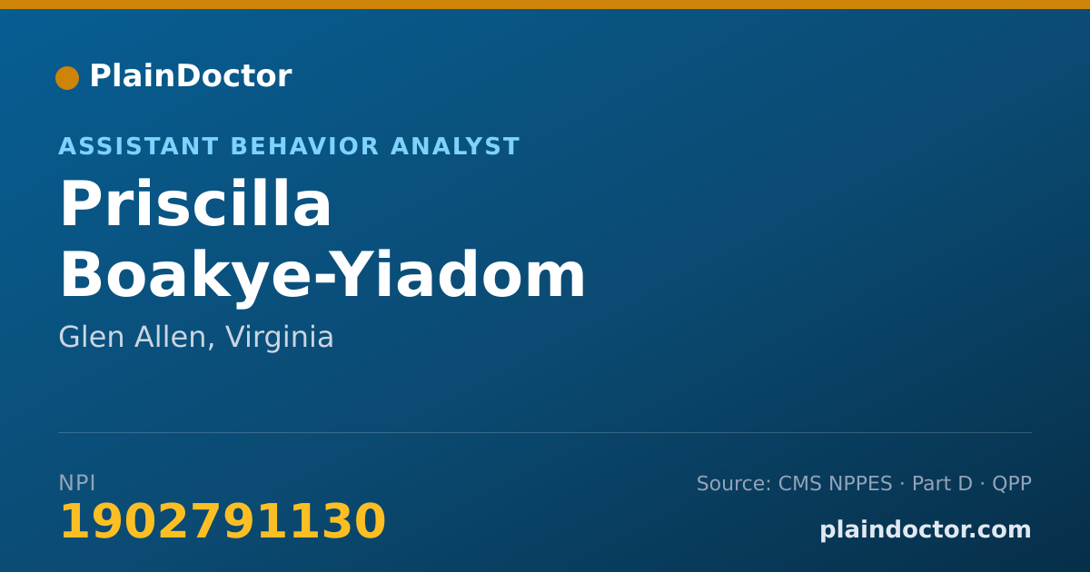 Shareable card for Priscilla Boakye-Yiadom - Assistant Behavior Analyst, Glen Allen, VA