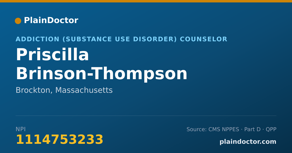 Shareable card for Priscilla Brinson-Thompson - Addiction (Substance Use Disorder) Counselor, Brockton, MA