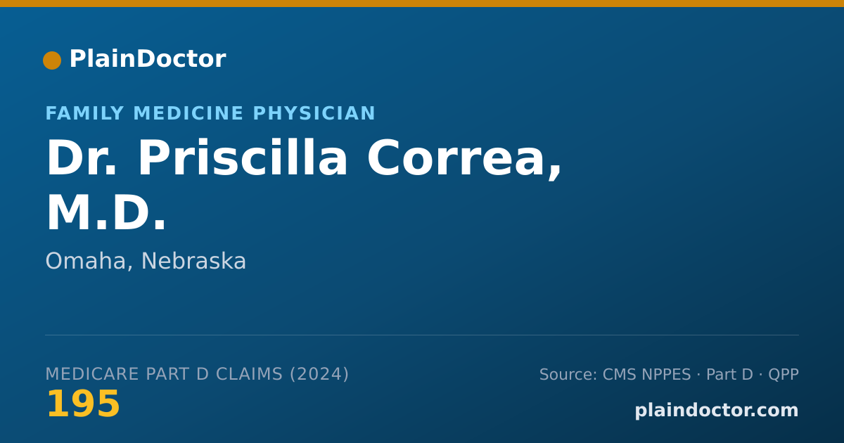 Shareable card for Priscilla Correa, M.D. - Family Medicine Physician, Omaha, NE